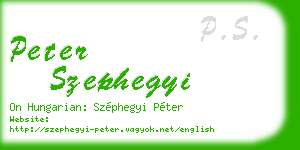 peter szephegyi business card